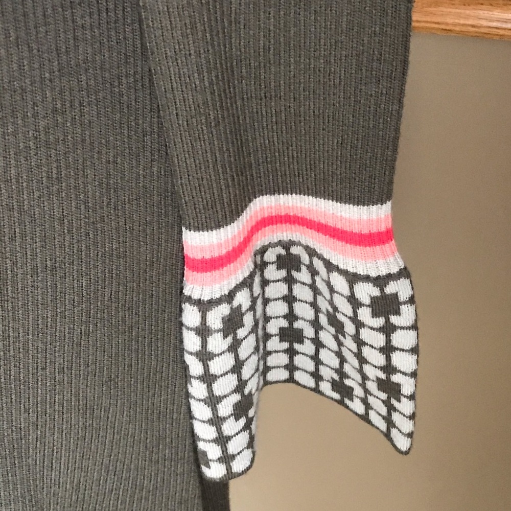 Orla Kiely Long Wool Brown Cardigan Patterned Cuff - Picture 6 of 12